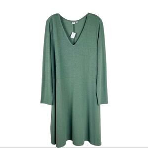 NWT Gap green knit stretchy classic preppy midi dress XL